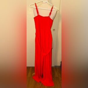 Jolie & Joy bright orange Jumpsuit w slits on pant legs sz med